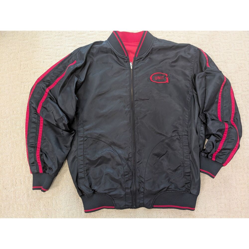 G-Unit Jacket Mens Large Black/Red Reversible Nylon Bomber